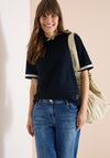 Cecil Contrast Trim Hooded Top, Navy