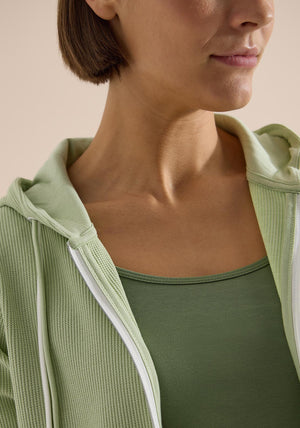 Cecil Waffle Texture Cardigan, Green
