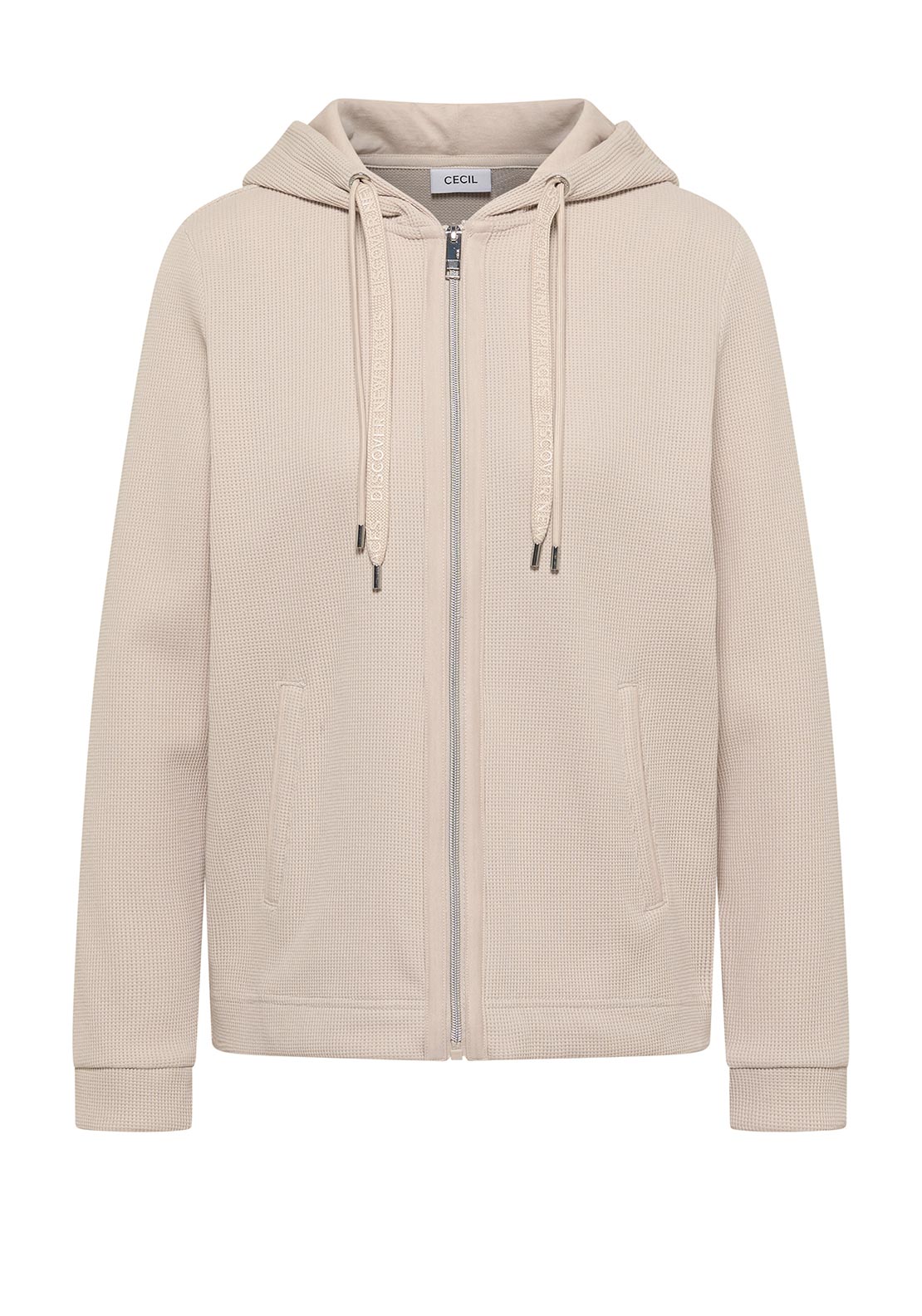 Cecil Textured Zip Up Jacket, Light Beige