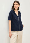 Cecil Short Sleeve Zip Through Hoodie, Navy