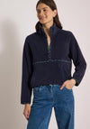 Cecil Half Zip with Animal Print Detail Fleece, Navy