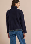 Cecil Half Zip with Animal Print Detail Fleece, Navy