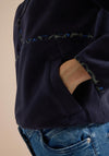 Cecil Half Zip with Animal Print Detail Fleece, Navy