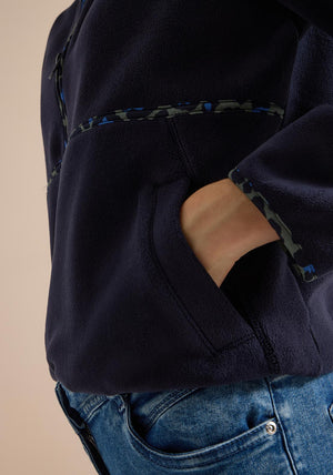 Cecil Half Zip with Animal Print Detail Fleece, Navy