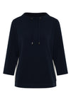 Cecil Funnel Neck Drawstring Top, Navy