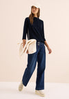 Cecil Funnel Neck Drawstring Top, Navy