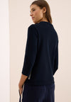 Cecil Funnel Neck Drawstring Top, Navy