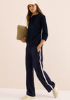 Cecil Funnel Neck Drawstring Top, Navy