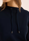Cecil Funnel Neck Drawstring Top, Navy