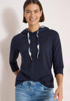 Cecil Hooded with Drawstrings Top, Navy