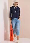 Cecil Hooded with Drawstrings Top, Navy