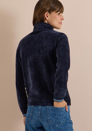 Cecil Ribbed High Neck Jacket, Navy