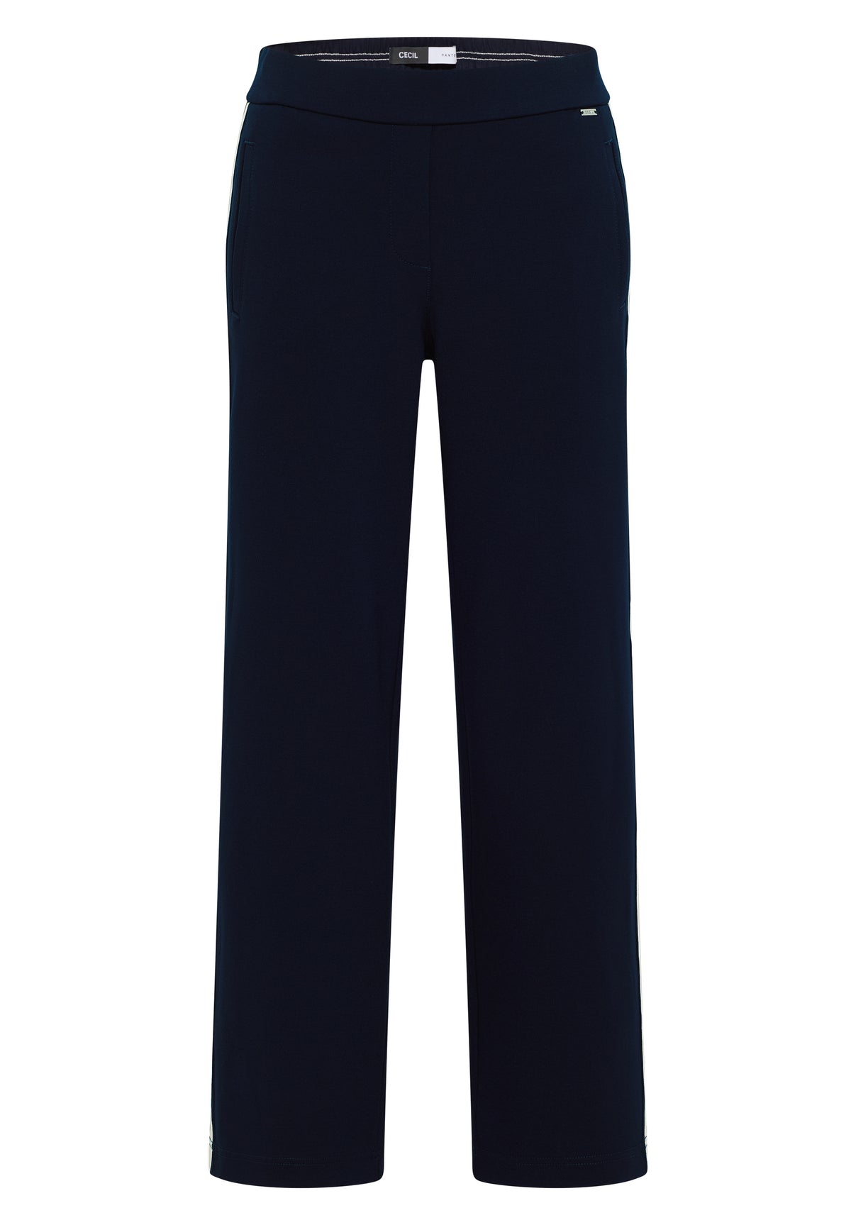 Cecil Neele Straight Leg Tape Detail Trousers, Navy