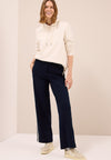 Cecil Neele Straight Leg Tape Detail Trousers, Navy