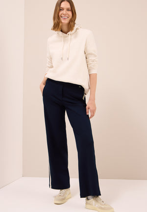 Cecil Neele Straight Leg Tape Detail Trousers, Navy