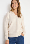 Cecil Striped Knit Collar Jumper, Beige