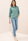Cecil Rib Cropped Sleeve Hoodie, Green