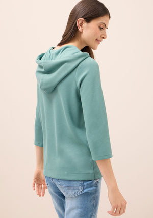 Cecil Rib Cropped Sleeve Hoodie, Green