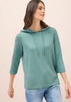 Cecil Rib Cropped Sleeve Hoodie, Green