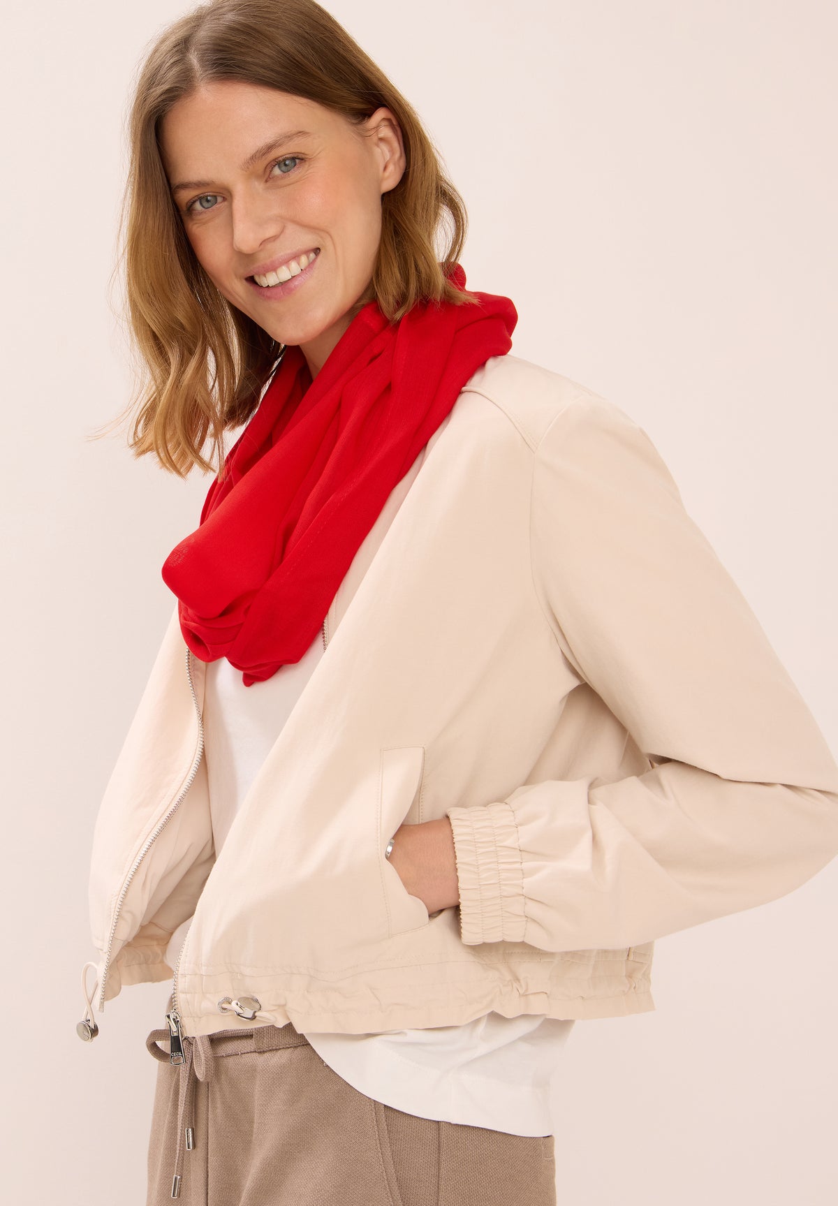 Cecil Solid Loop Scarf, Red