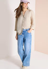 Cecil V-Neck Linen Blend Blouse, Light Beige