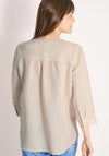 Cecil V-Neck Linen Blend Blouse, Light Beige