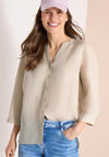 Cecil V-Neck Linen Blend Blouse, Light Beige