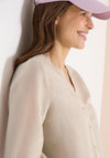 Cecil V-Neck Linen Blend Blouse, Light Beige
