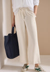 Cecil Linen Blend Wide Leg Cropped Trousers, Beige