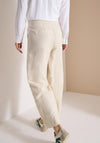 Cecil Linen Blend Wide Leg Cropped Trousers, Beige