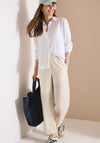 Cecil Linen Blend Wide Leg Cropped Trousers, Beige