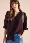 Cecil V-Neck Linen Blend Blouse, Wine