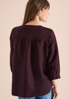 Cecil V-Neck Linen Blend Blouse, Wine