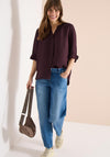 Cecil V-Neck Linen Blend Blouse, Wine