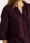 Cecil V-Neck Linen Blend Blouse, Wine