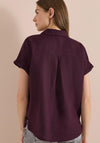 Cecil  Linen Capped Sleeve Blouse, Plum Purple
