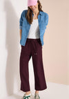 Cecil Linen Blend Wide Leg Cropped Trousers, Purple