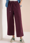 Cecil Linen Blend Wide Leg Cropped Trousers, Purple