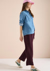 Cecil Linen Blend Wide Leg Cropped Trousers, Purple