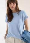 Cecil Light Knit Short Sleeve T-Shirt, Blue