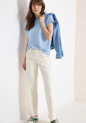 Cecil Light Knit Short Sleeve T-Shirt, Blue