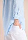 Cecil Linen Blend Buttoned Blouse, Blue