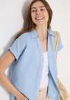 Cecil Linen Capped Sleeve Blouse, Light Blue