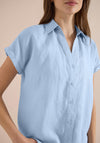 Cecil Linen Capped Sleeve Blouse, Light Blue