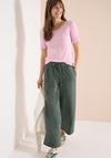 Cecil Linen Blend Wide Leg Cropped Trousers, Green