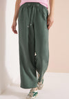 Cecil Linen Blend Wide Leg Cropped Trousers, Green