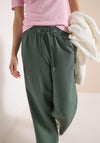Cecil Linen Blend Wide Leg Cropped Trousers, Green