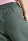 Cecil Linen Blend Wide Leg Cropped Trousers, Green