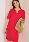 Cecil Notched Neck Pencil Midi Dress, Red
