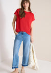 Cecil Light Knit Short Sleeve T-Shirt, Red